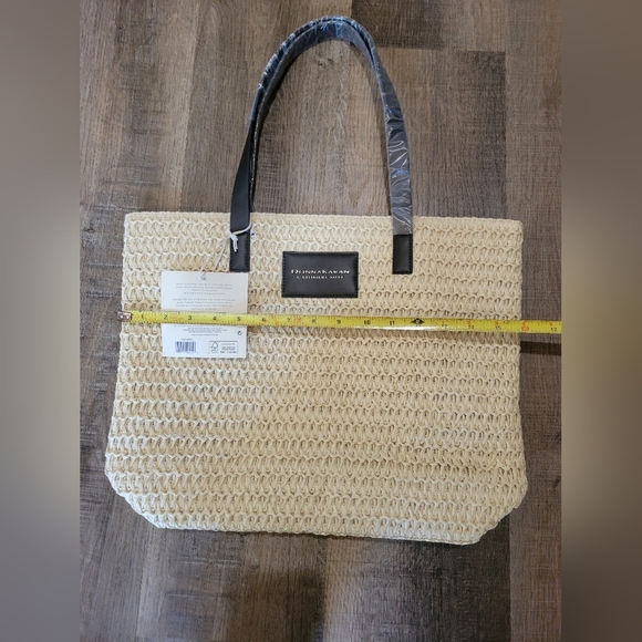 Donna Karan Woven Beige Tote with Black Handles - Picture 10 of 10